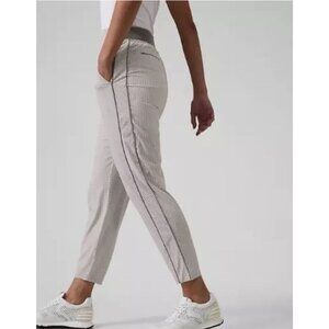 Athleta Brooklyn Textured Mid-rise Ankle Pant City Stripe Black/Sea Salt 8 Tall